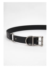 Black Vintage Silver Buckle Leather Belt