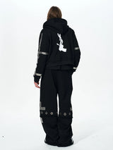 Men's Black Straight Two-In-One Riveted Sweatpants