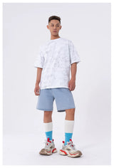 Men's Loose Gray Tie-Dye Print Tees