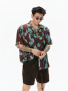 Turquoise Marbled Camp Collar Aloha Shirt