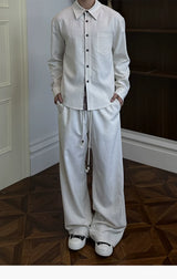 Straight Leg Drawstring Linen Tencel Pants