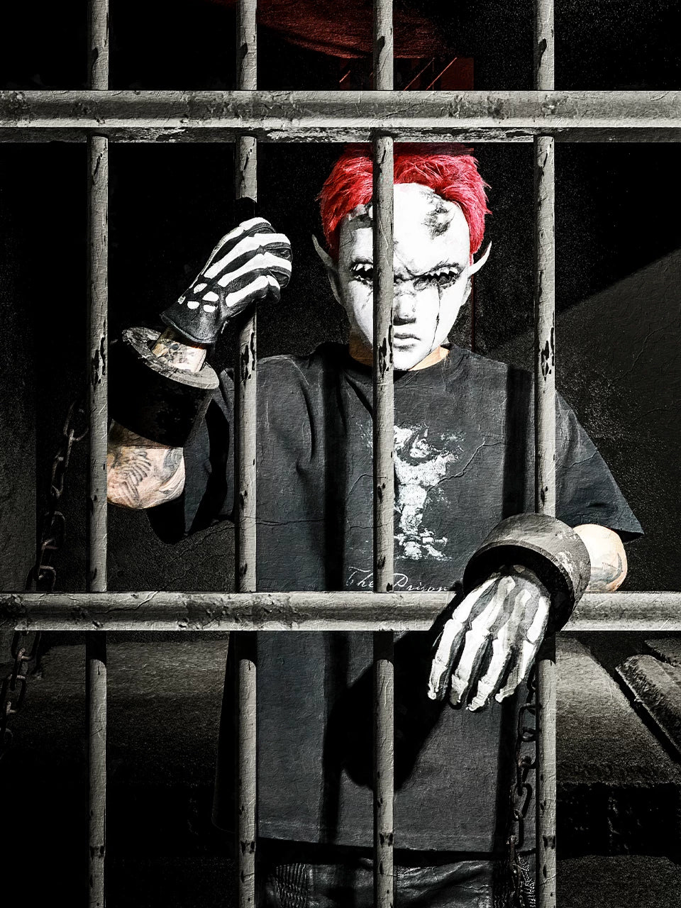 Prisoner Print Distressed Loose Tee