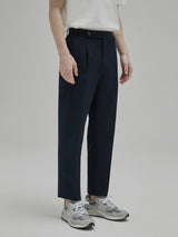 Stretchy Pleated Tapered Crop Pants