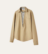 Long-Sleeve Layered V-Neck Color-Block Plaid Shirt