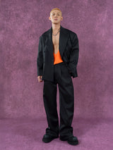 Men's Loose Vintage Satin Blazer