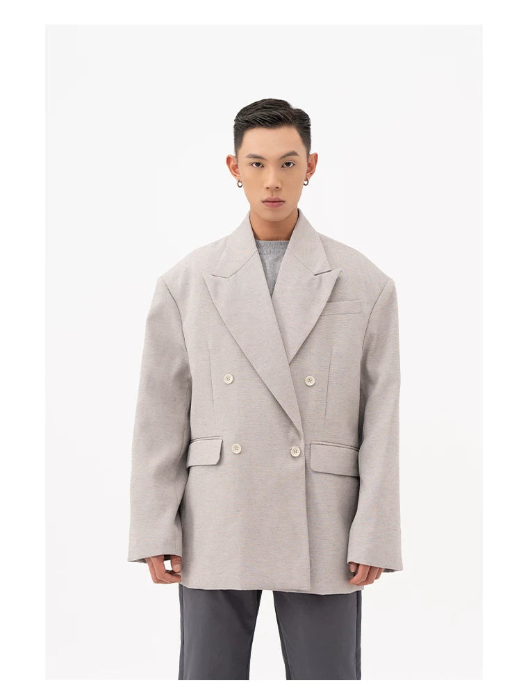 Men's Oversized Dark Apricot Padded Blazer