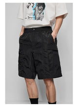 Pleated Metal Nylon Tech Cargo Shorts