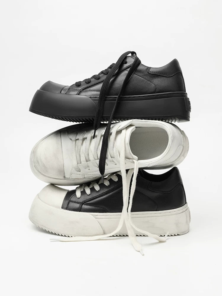Leather Platform Casual Sneakers