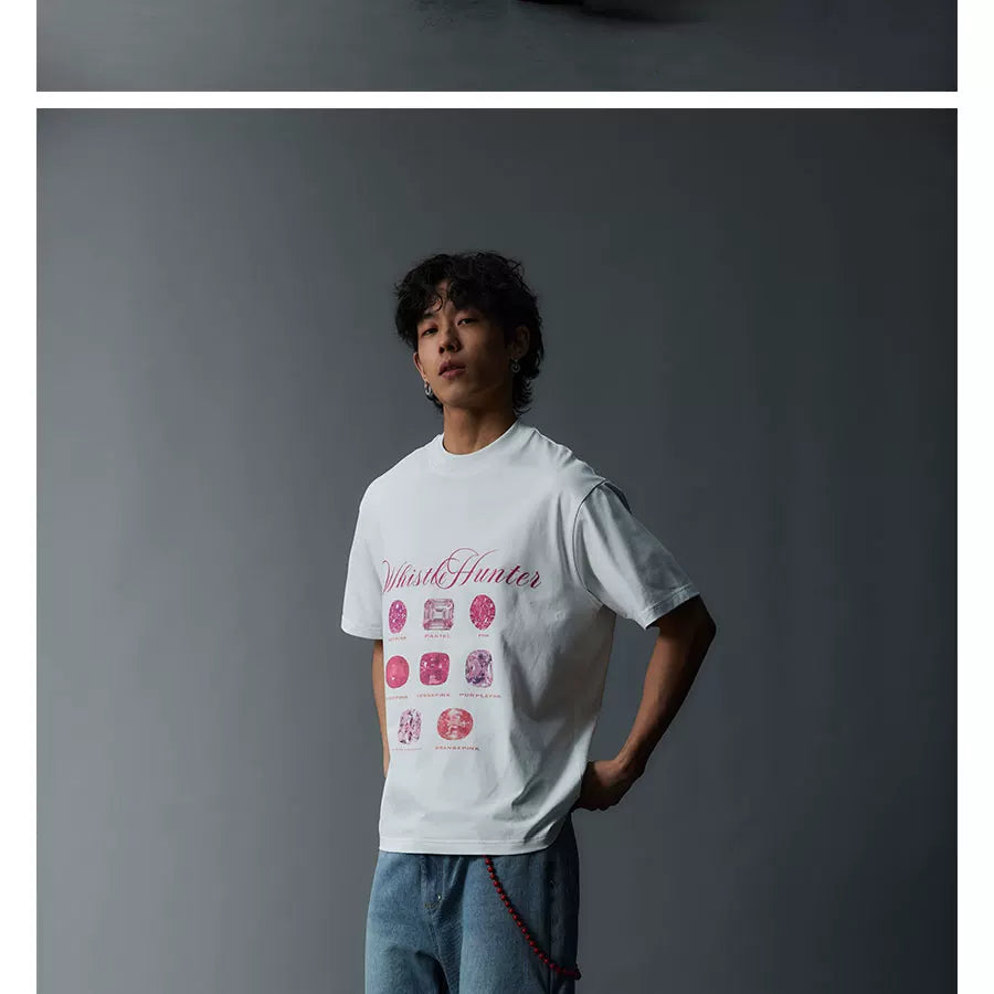 Vintage Loose White Pink Diamond Tee