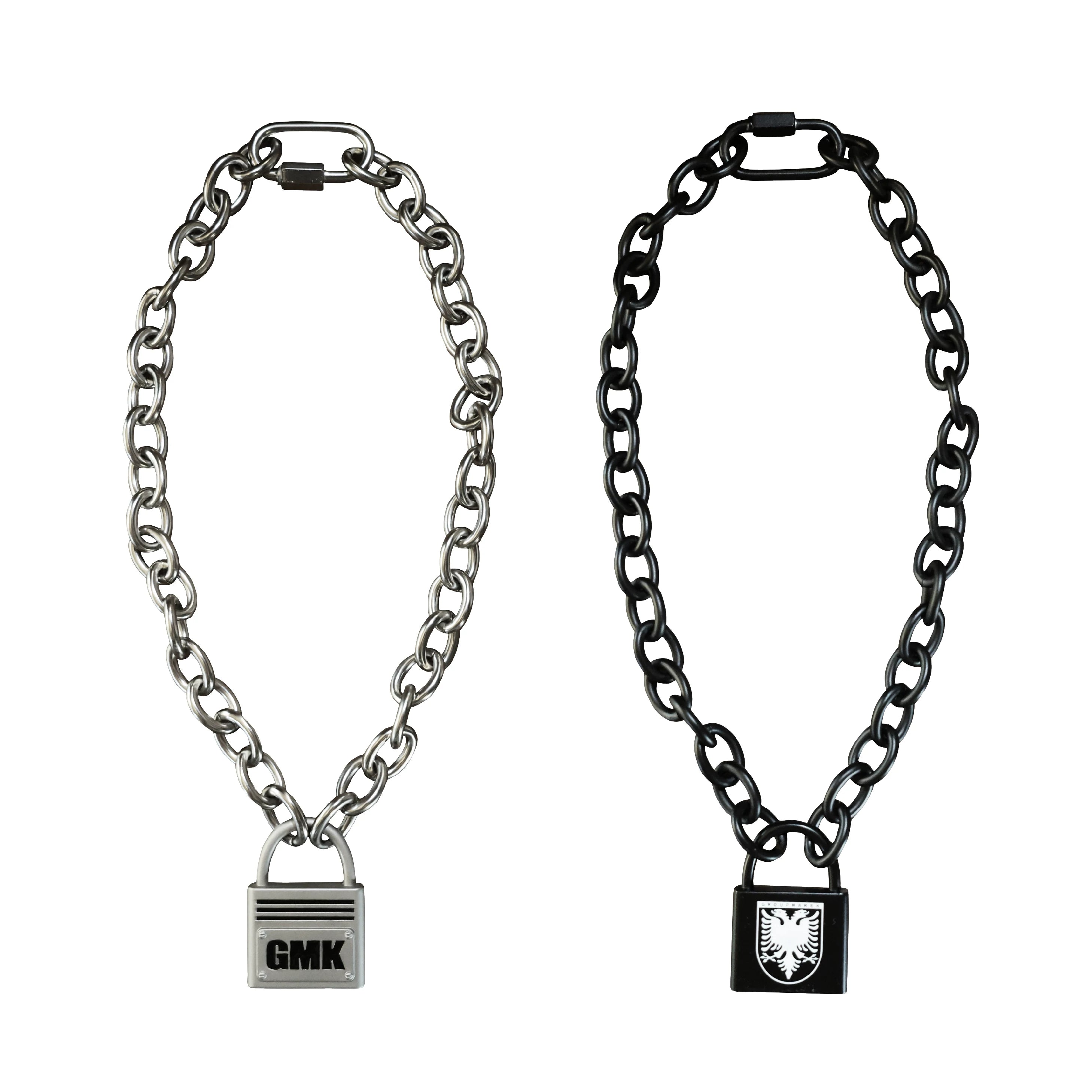 Adjustable Two-tone Punk Lock Chain Necklace