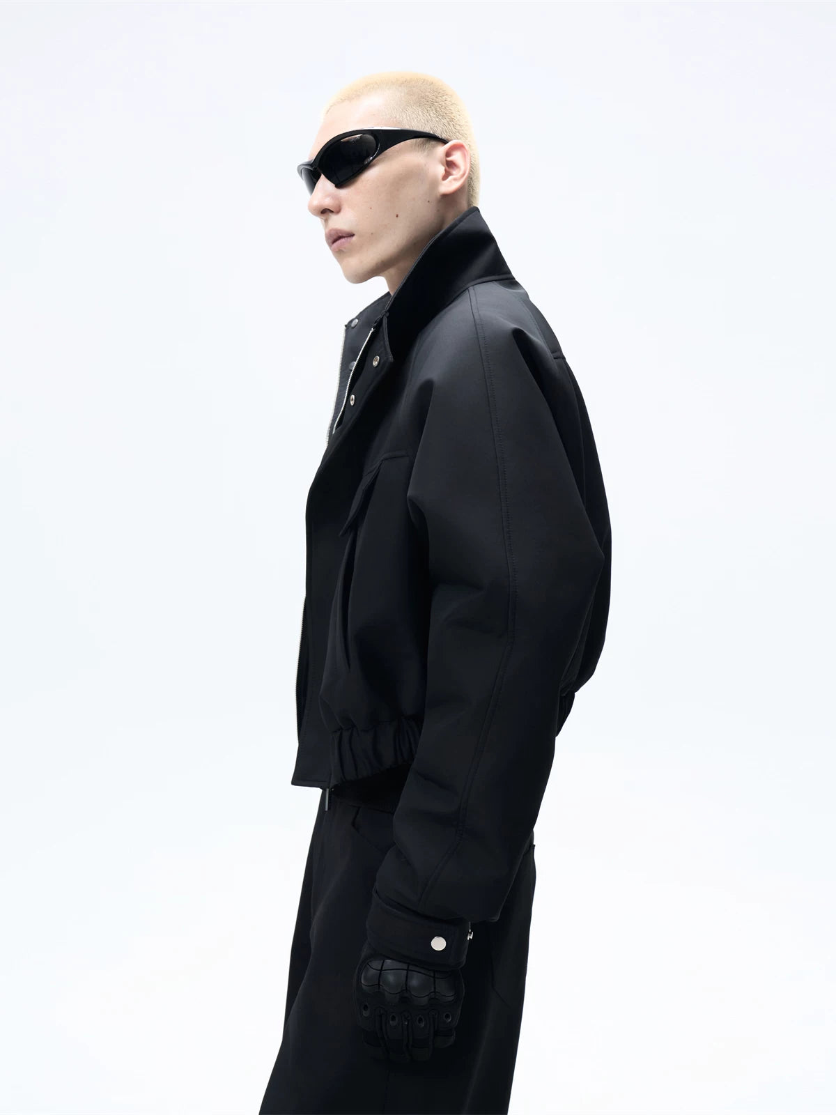 Short Stand Collar Faux Fur Jacket