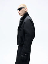 Short Stand Collar Faux Fur Jacket