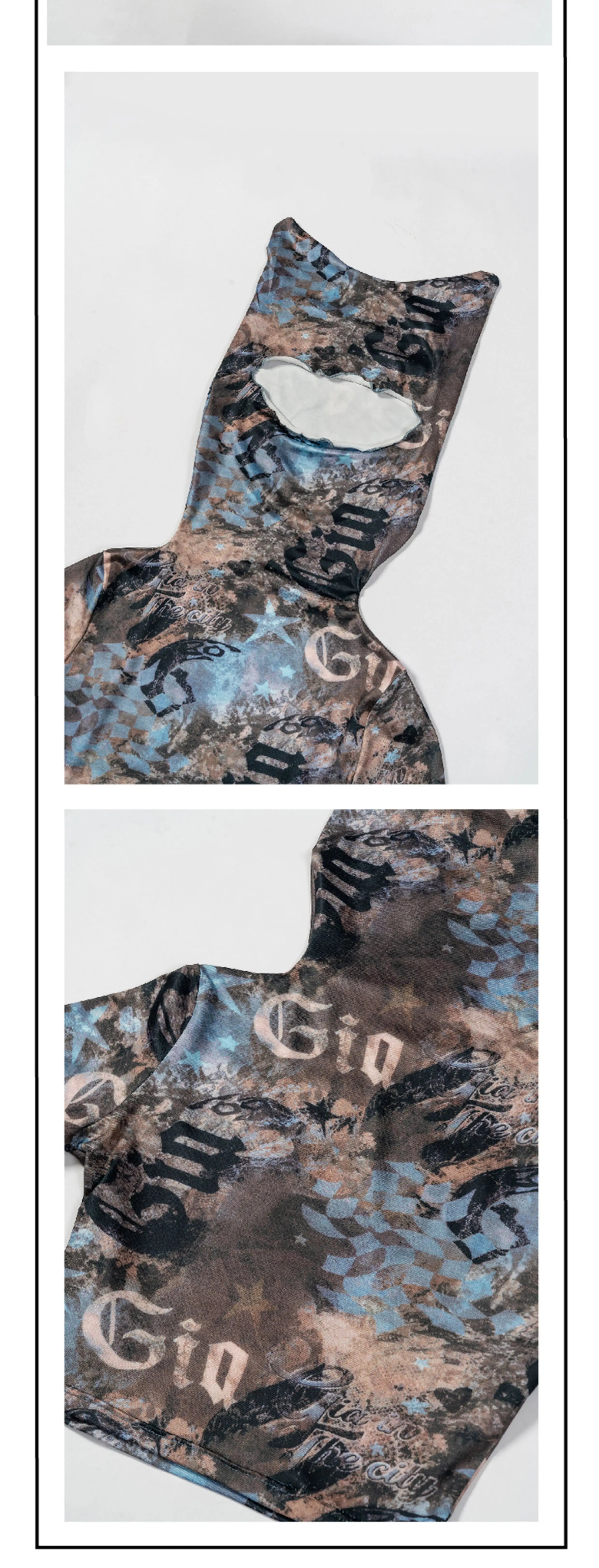 Cat Ear Print Y2K Crop Set