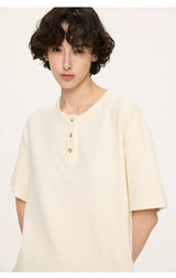 Couple Amber Waffle Boxy Henley Tees