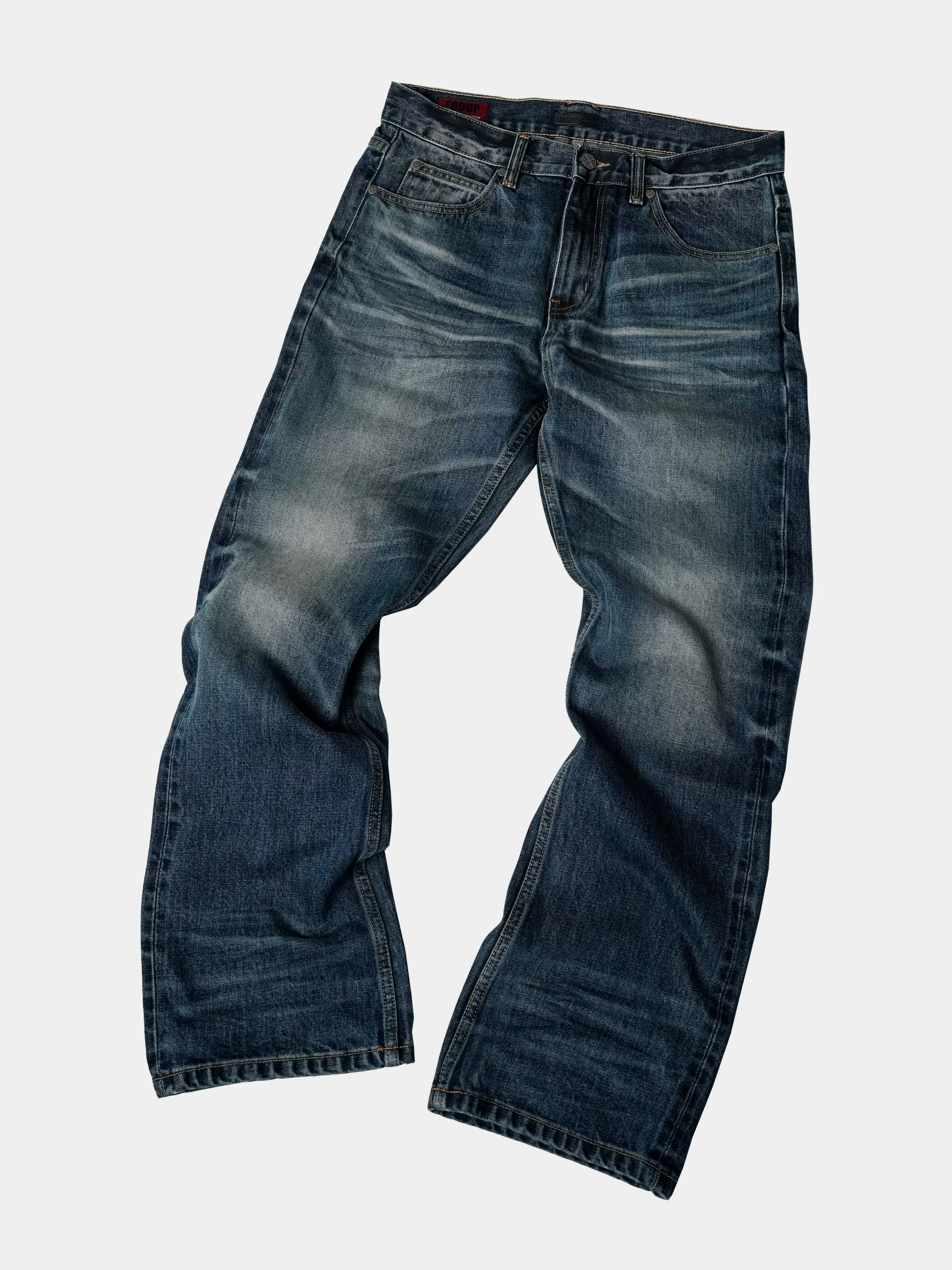 Dark Ice Blue Wash Straight Jeans