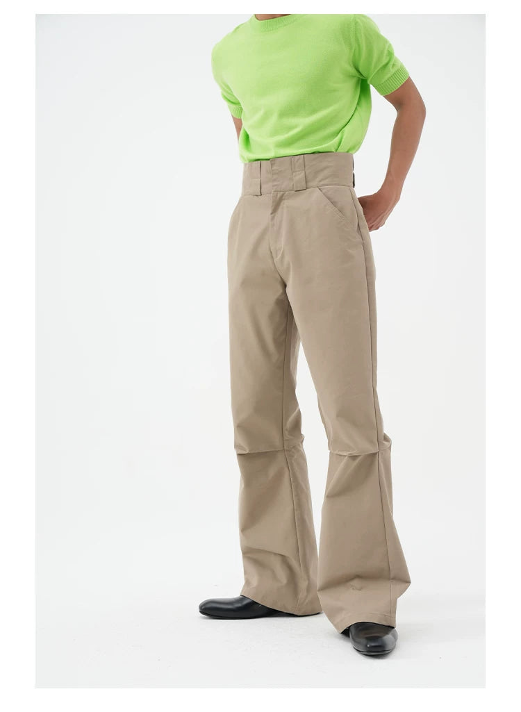 Men's Double Buckle Pleated Casual Pants