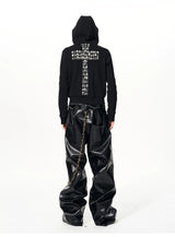 Men's Black Skull Cross Zip Hoodie