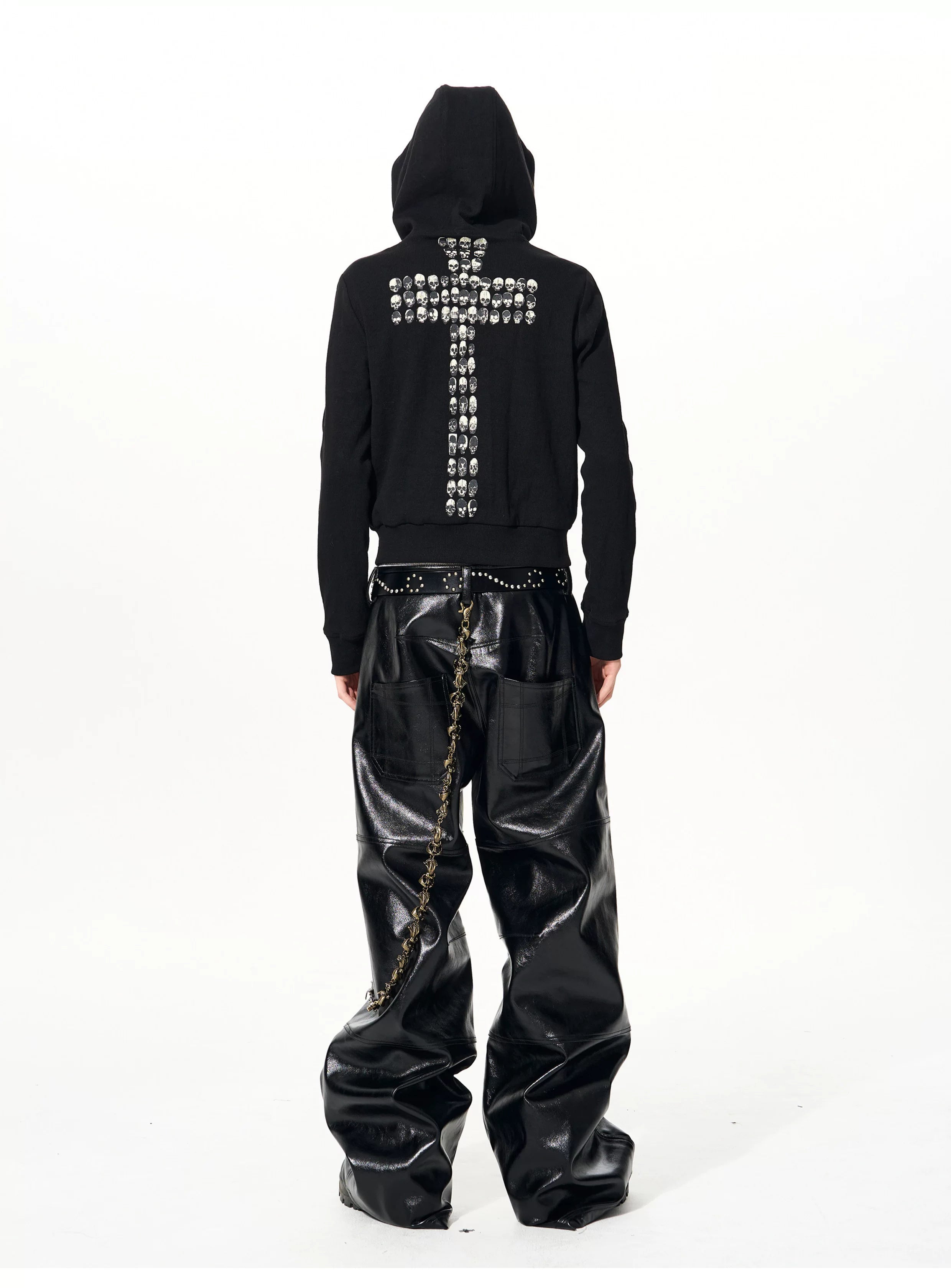 Men's Black Skull Cross Zip Hoodie