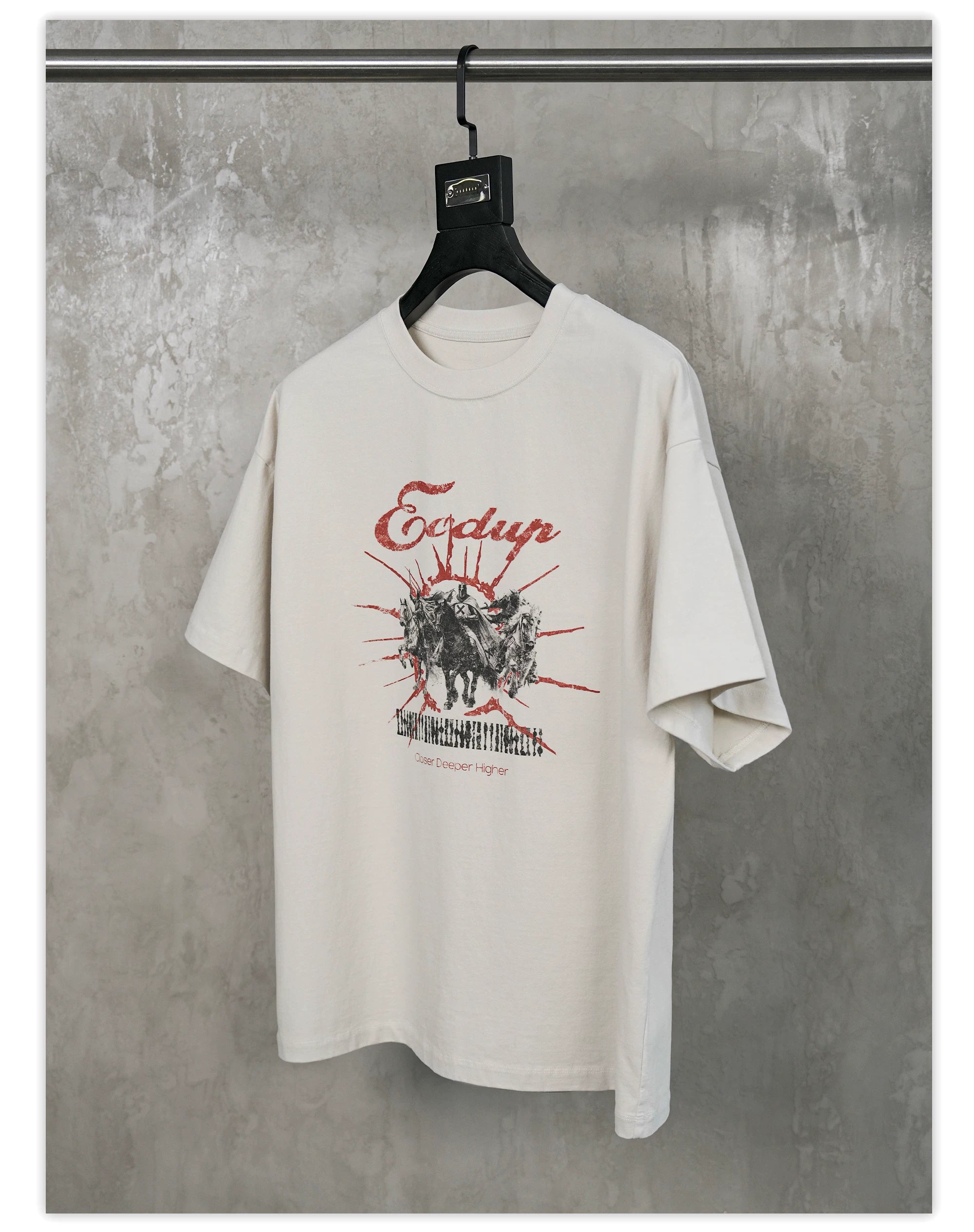 Vintage Washed Cream Printed Loose Tee