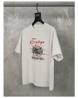 Vintage Washed Cream Printed Loose Tee