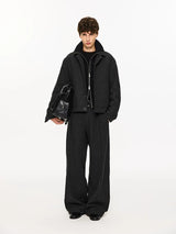 Wide Leg Pleated Wool Houndstooth Pants