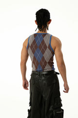 Men's Colorblock Plaid Knit Sports Vest