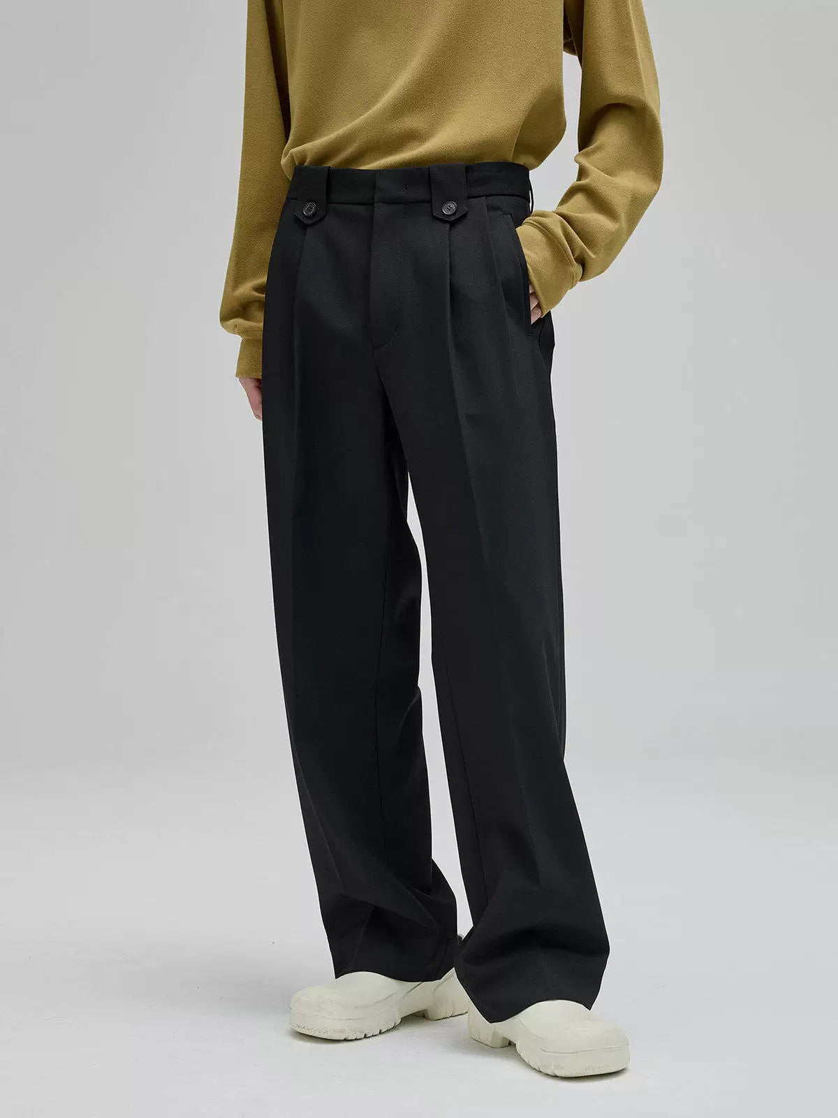 Vintage Pleated Wide Waist Casual Pants