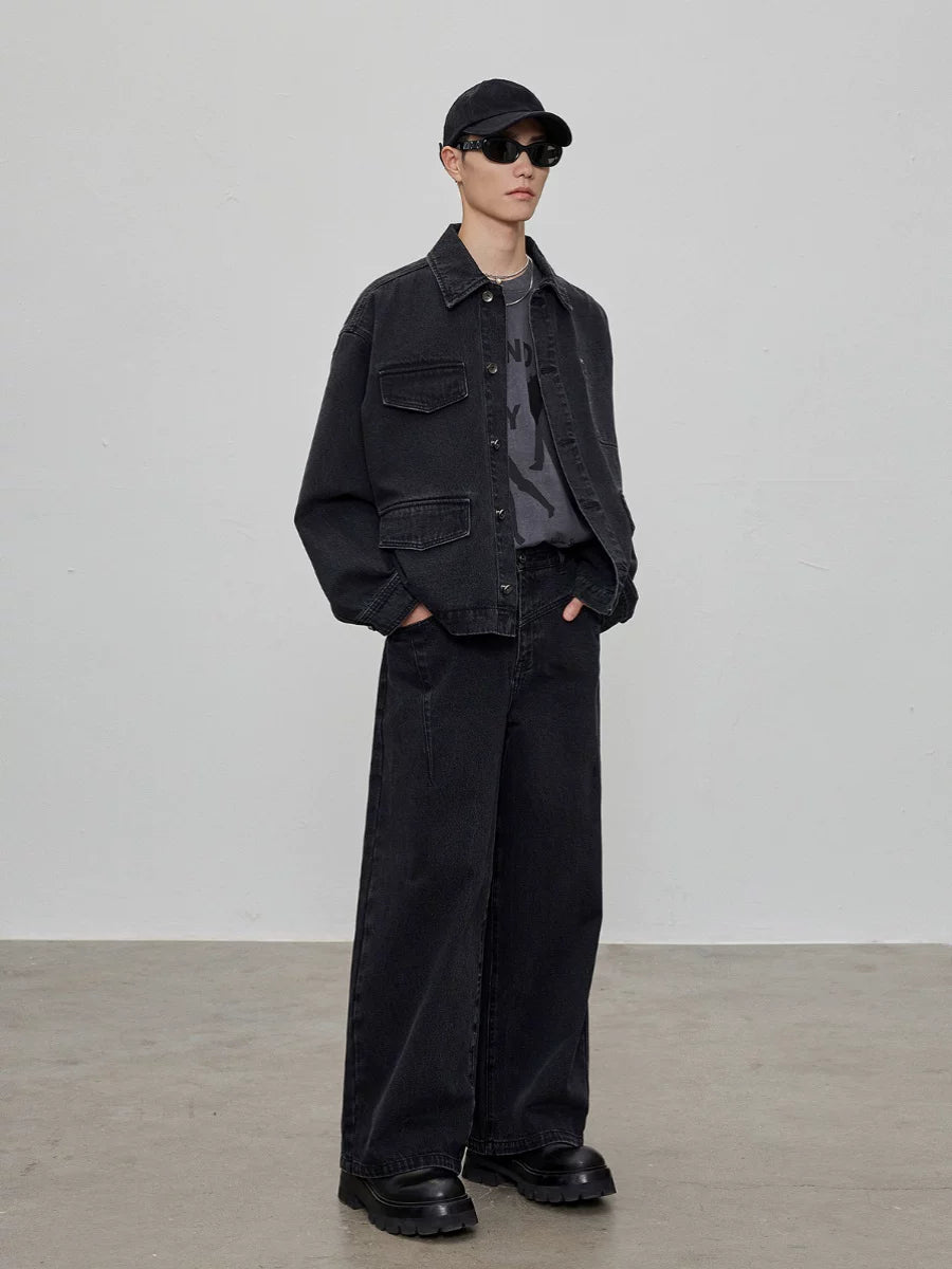 13 Oz Washed Straight Leg Jeans