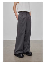 Adjustable Waist Wool Blend Dress Pants