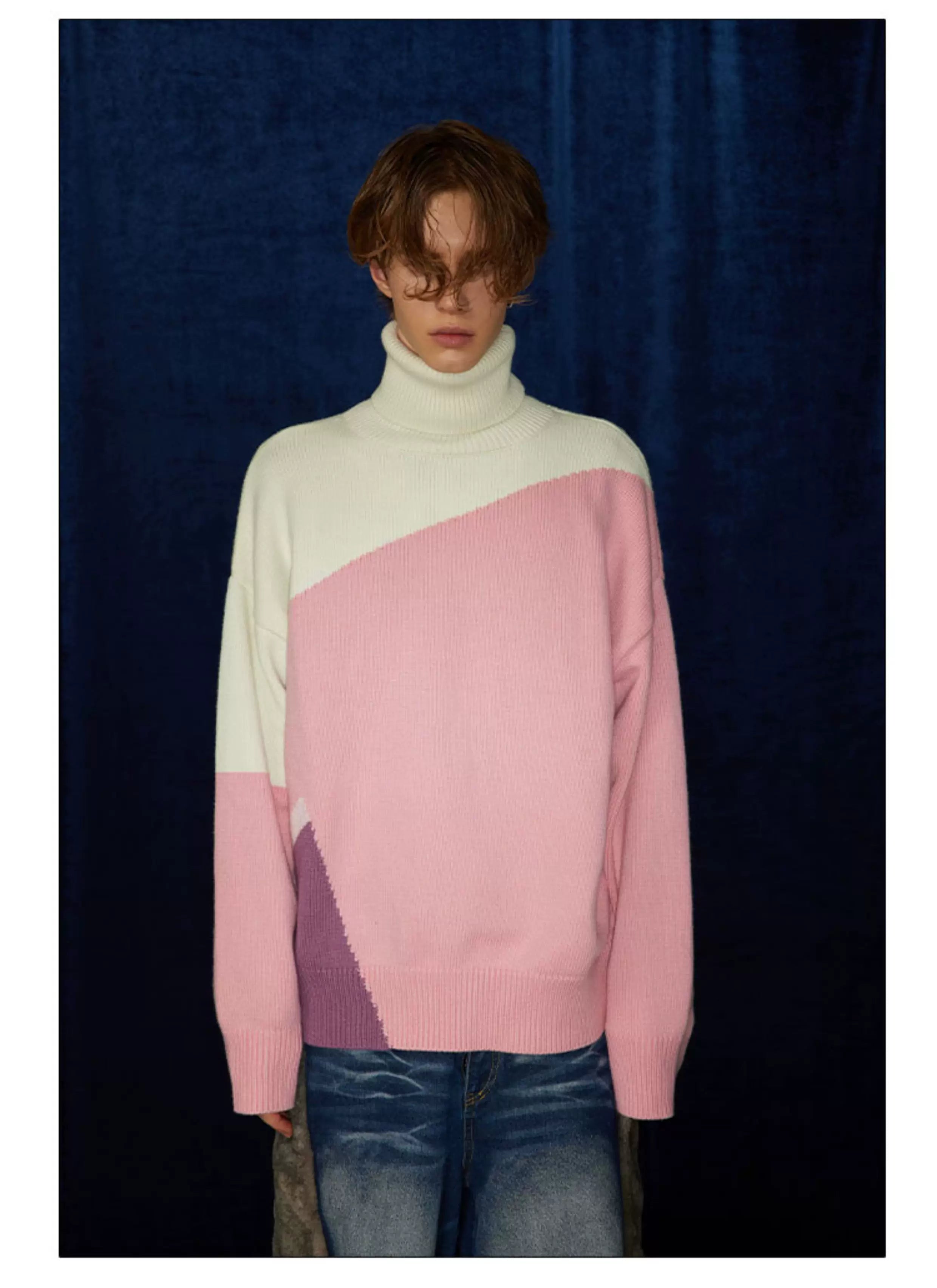 Mid-length Thick Wool Blend Turtleneck Sweater