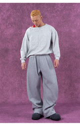 Gray Black Elastic Waist Sweatpants