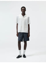 Short-Sleeve Cuban Collar Linen Blend Shirt