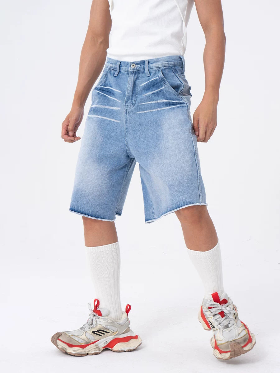 Men's 5-Inch Washed Blue Denim Shorts