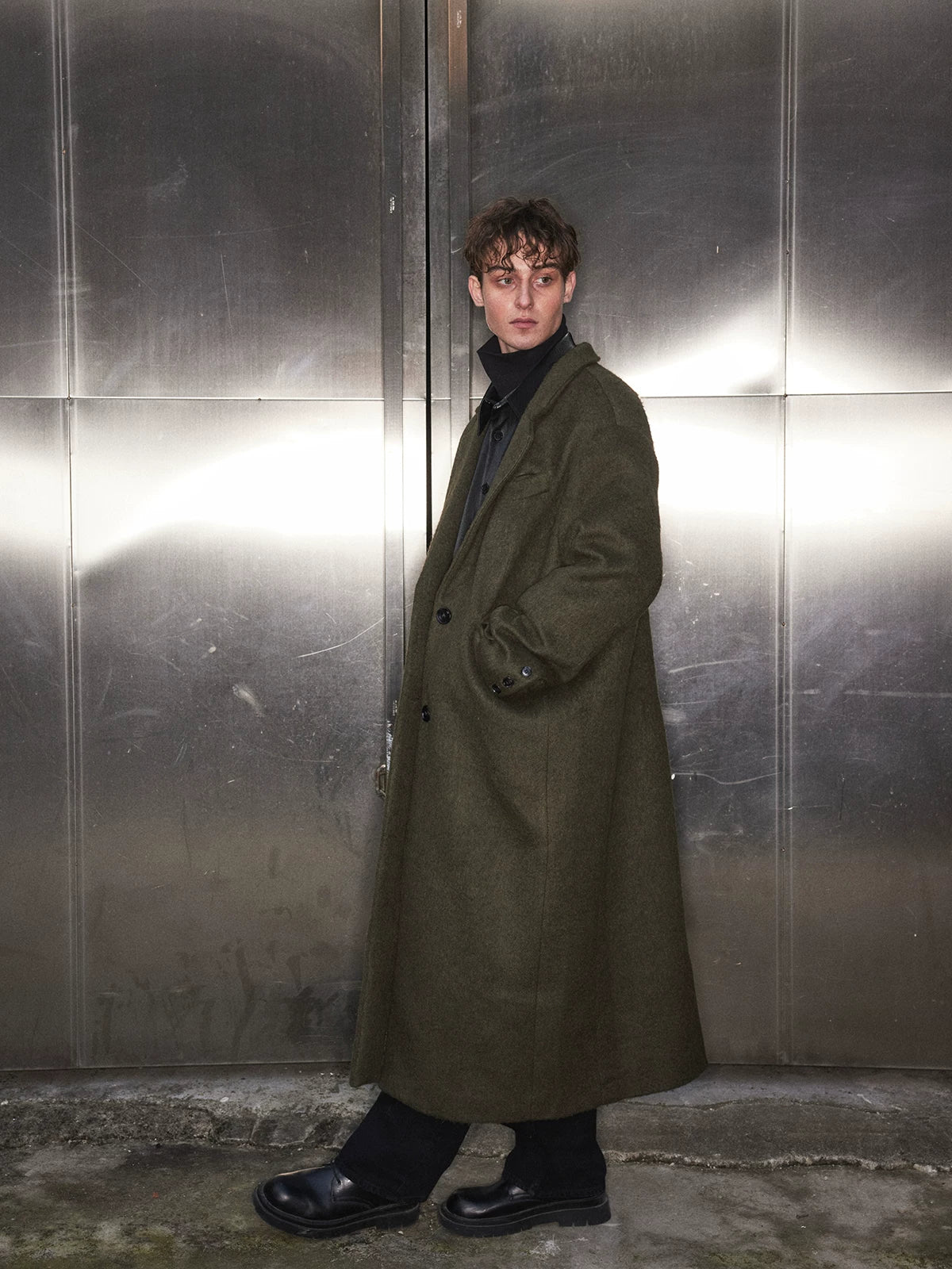 British Style Loose Long Wool Coat