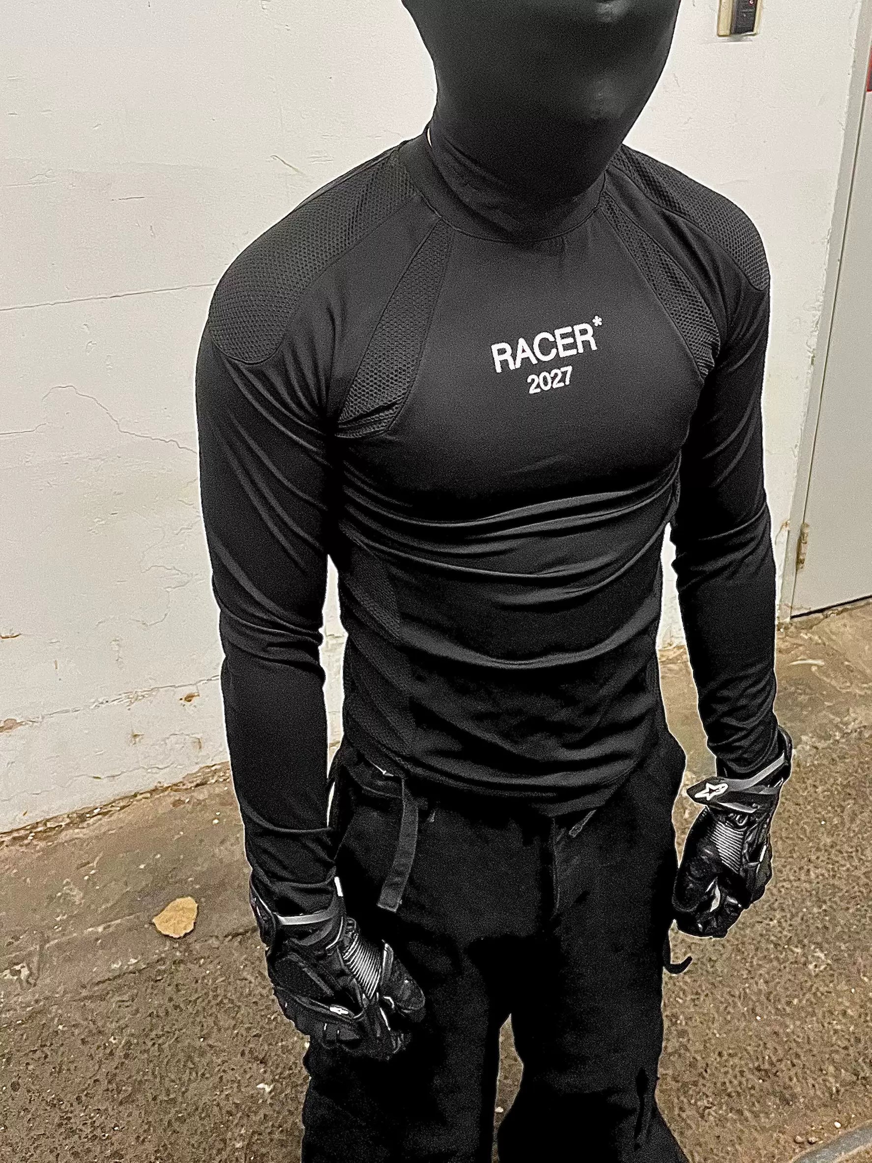Black Sharkskin Long Sleeve Racing Top