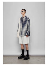 Striped Raw Edge Long Sleeve Tee