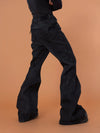 Men's Black Studded Loose Flared Jeans