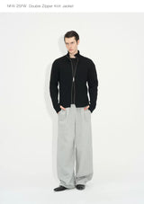 Double Zipper Thick Wool Knitted Jacket