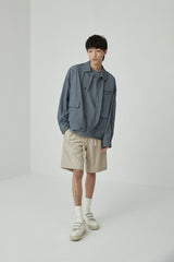 Draped Drawstring Elastic Waist Pleated Shorts