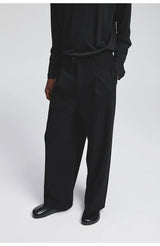 Pleated Elastic Waist Brushed Twill Slacks