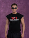 Men's Wide Shoulder Black Printed Vest