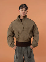 Army Green Unisex Cropped Flight Jacket