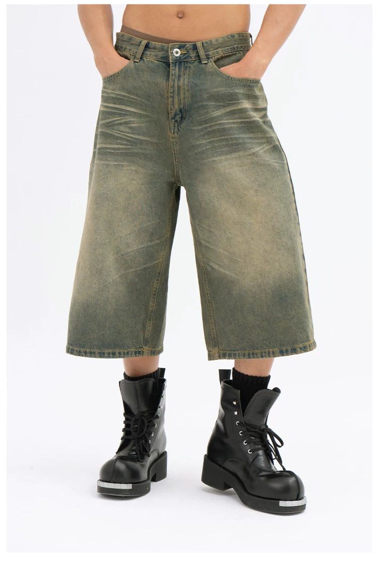 Men's Loose Cropped Denim Shorts