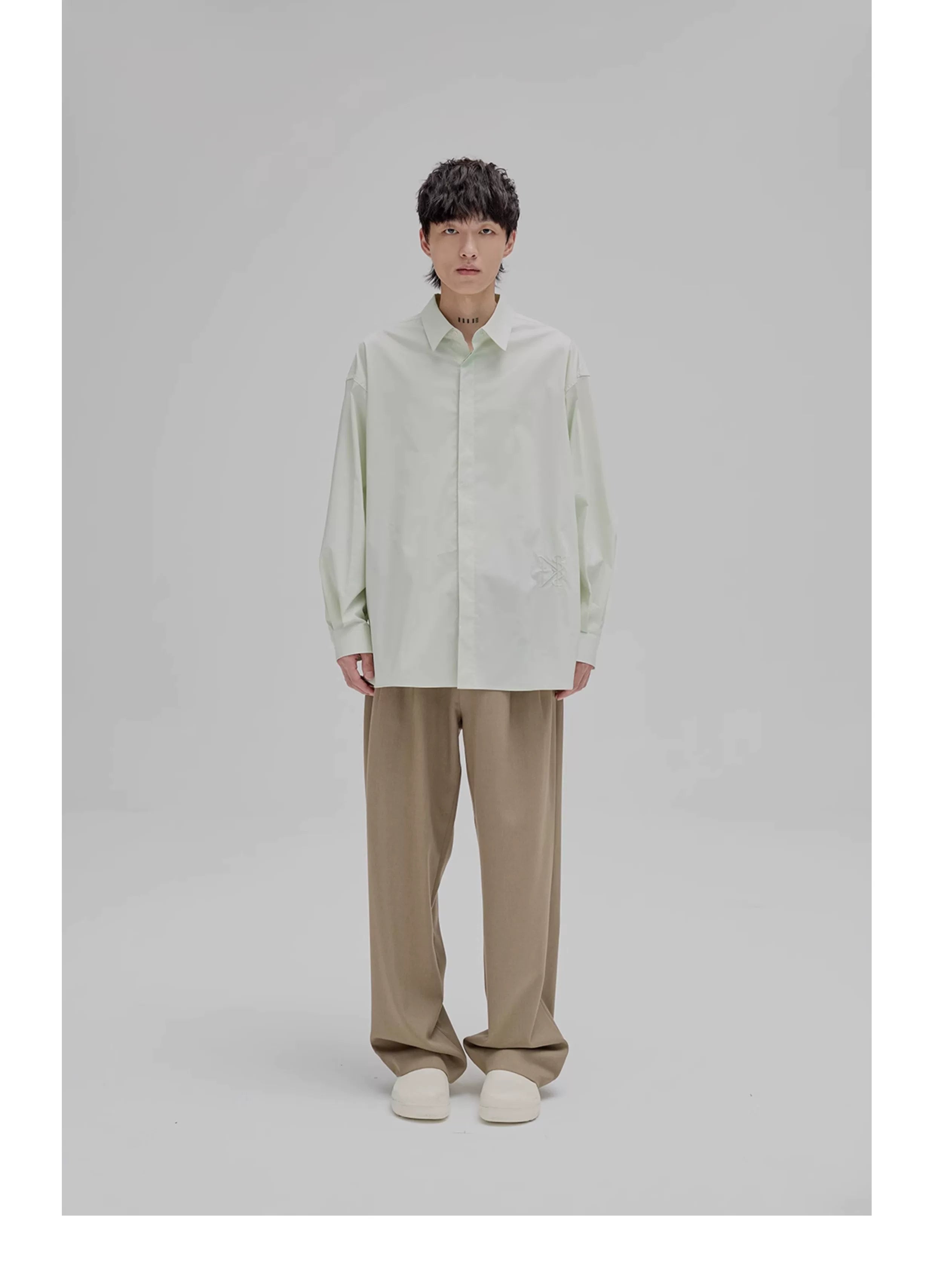Basic Embroidered Pima Cotton Blend Shirt