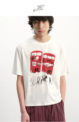 Red Bus Print Short Sleeve Tee