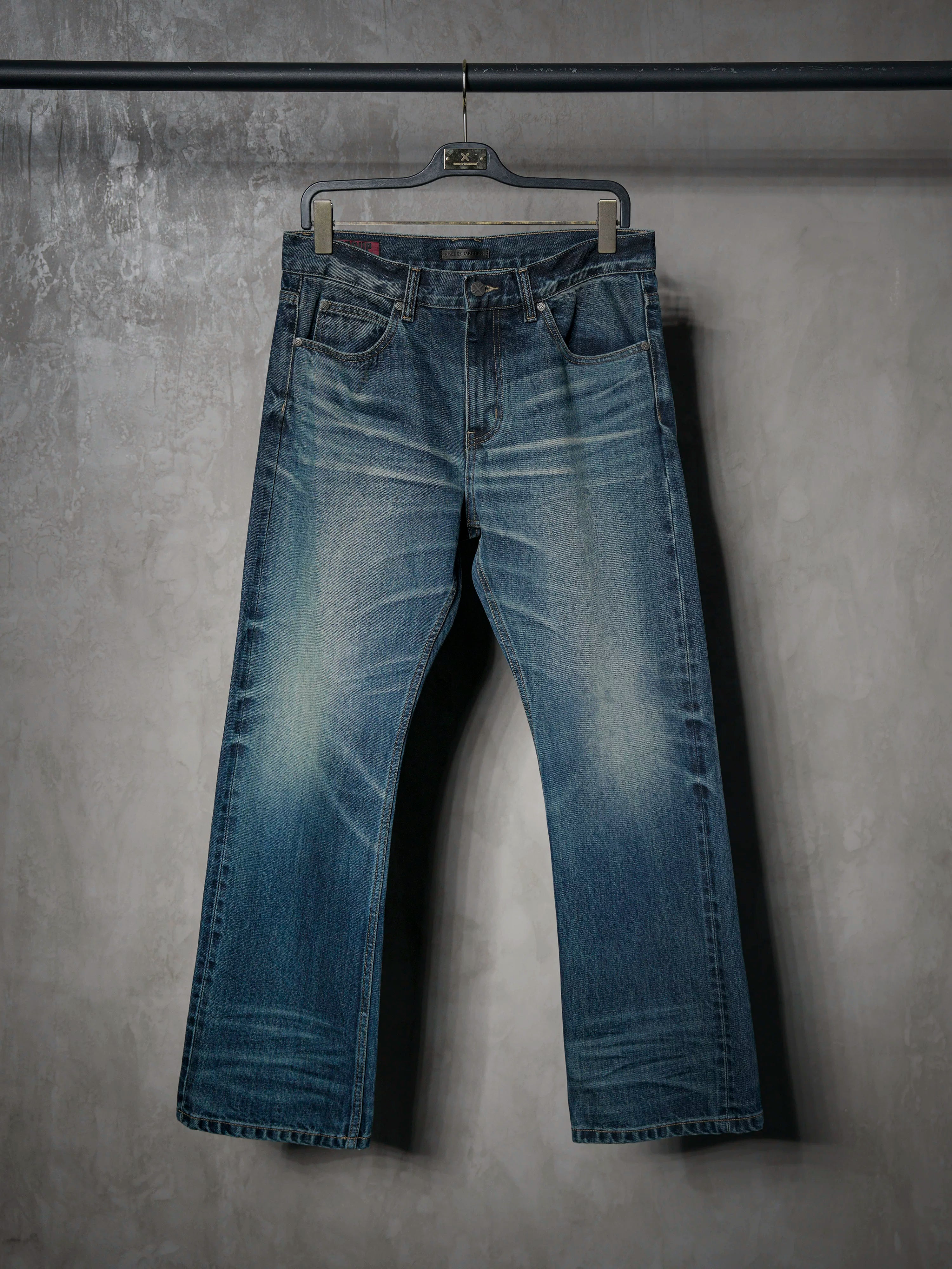 Dark Ice Blue Wash Straight Jeans