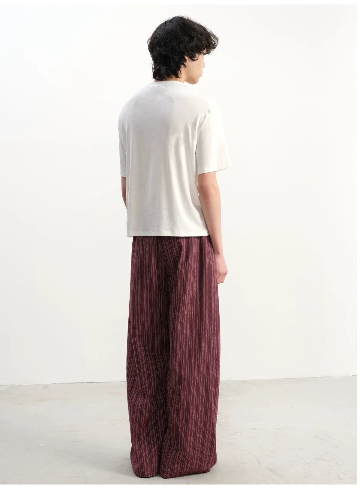 Tie-Front Striped Pleated Linen Pants