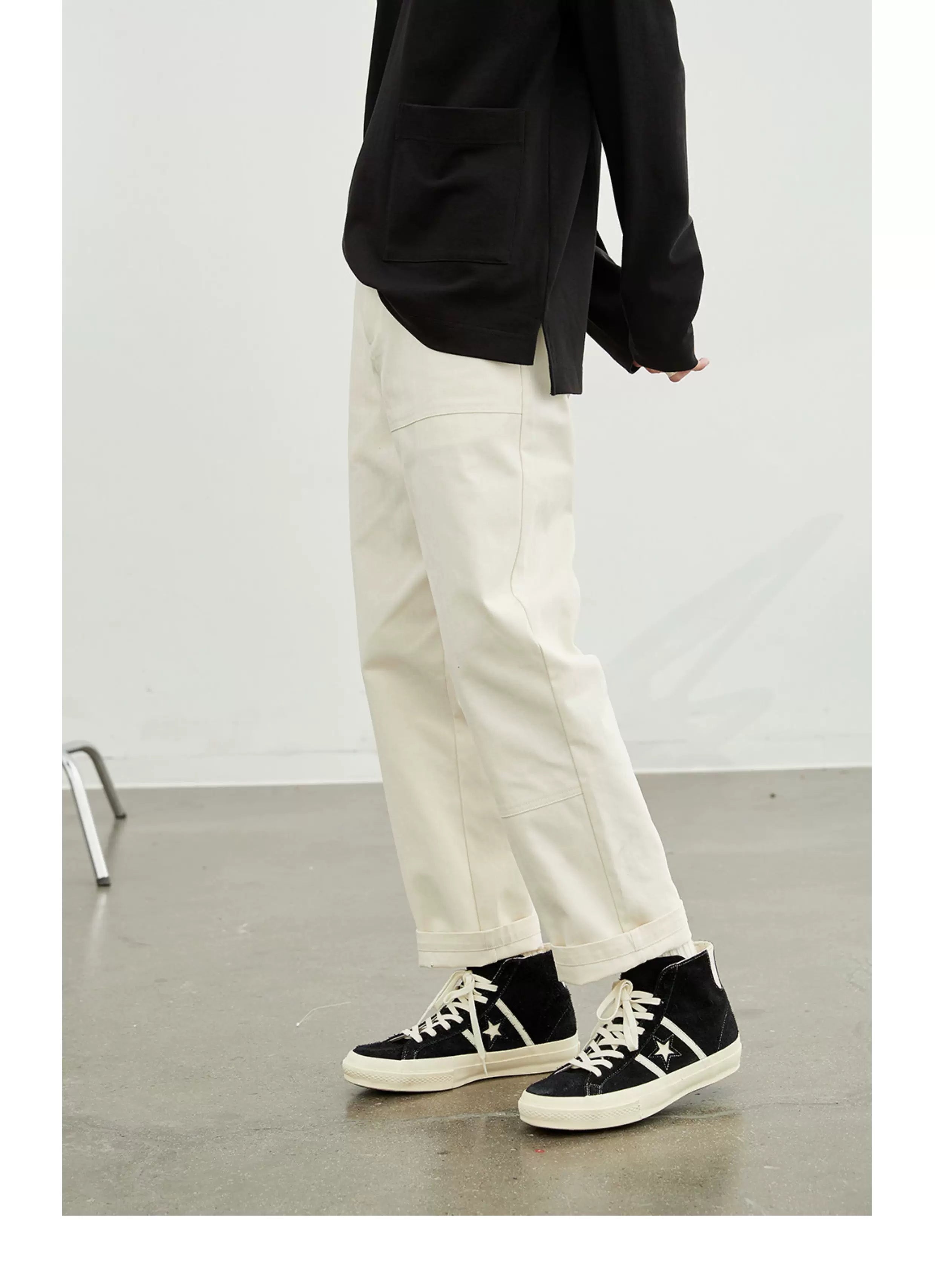 Vintage Herringbone Elastic Waist Cargo Pants