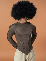 Men's Slim Striped Distressed Long-Sleeve Tee