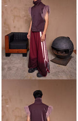 Y2K Fur-Sleeved High-Neck Zipper Vest